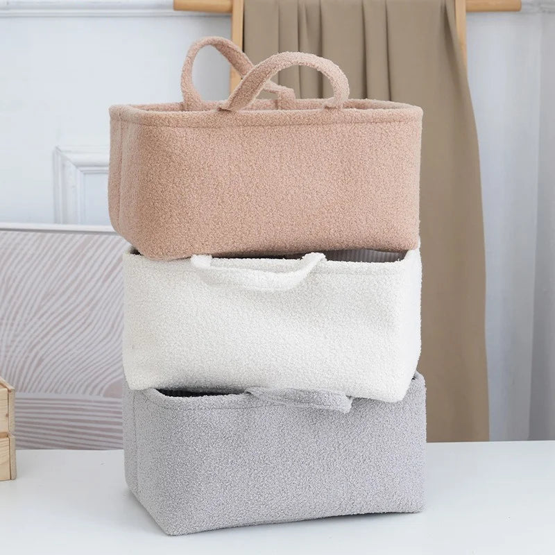 PANGDUBE Plush Diaper Bag for Baby Items Storager Things for Babies Diaper Stackers & Caddies Baby Diaper Organizer Nappy Caddy