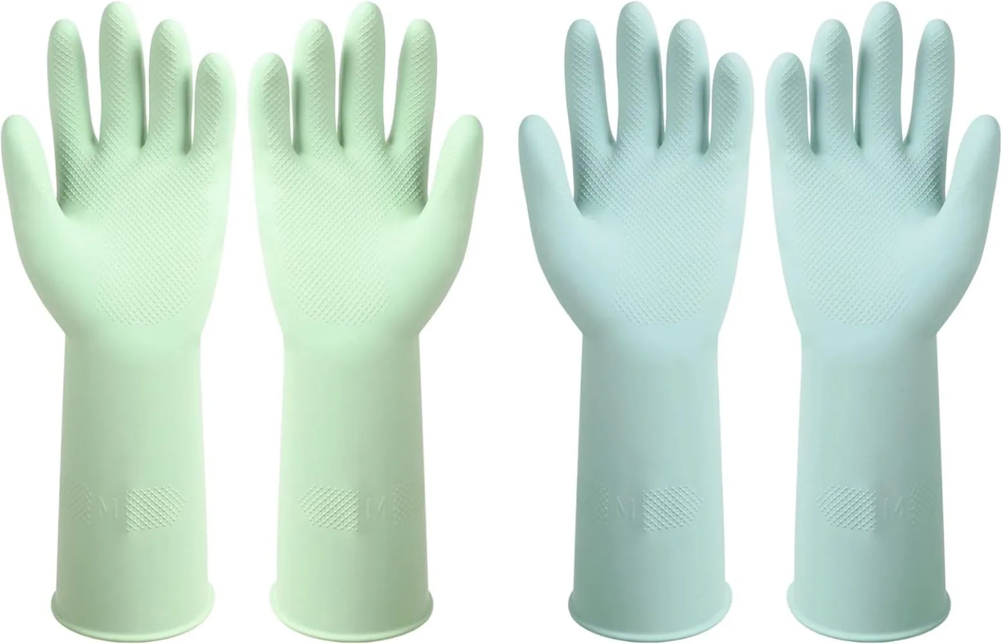 Dishwashing Rubber Gloves Reusable Kitchen Gloves 2Pairs Cleaning Gloves for Washing Dishes Long-lasting&Non-Slip