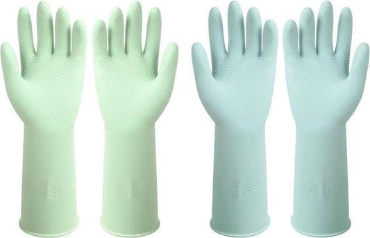 Dishwashing Rubber Gloves Reusable Kitchen Gloves 2Pairs Cleaning Gloves for Washing Dishes Long-lasting&Non-Slip