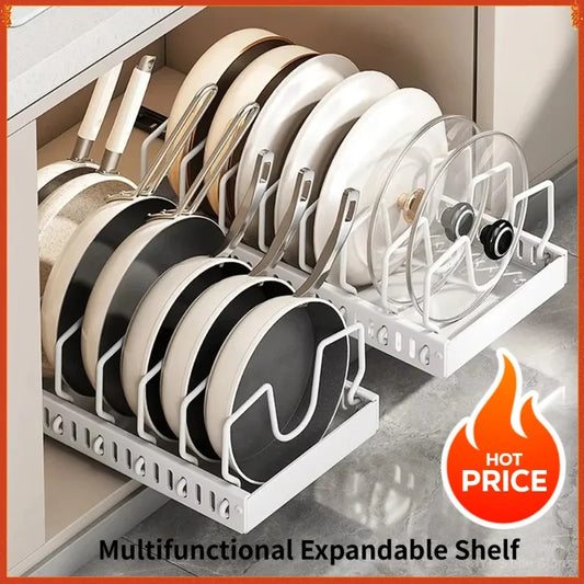 New Kitchen Multifunctional Organizer Pull Out for Pots/Pans Sliding Lid Holder Spice Rack & Dish Drying Racks Drawer Organizer