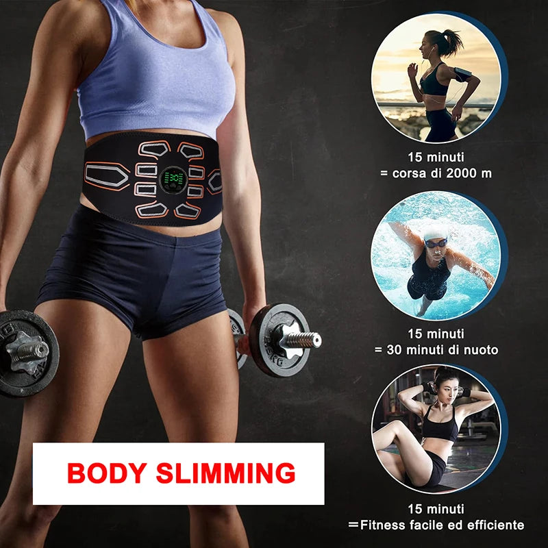 Smart Muscle Stimulator Abs Trainer Abdominal Toning Belt Waist Massager Body Slimming Weight Lose Home Gym Fitness Equiment