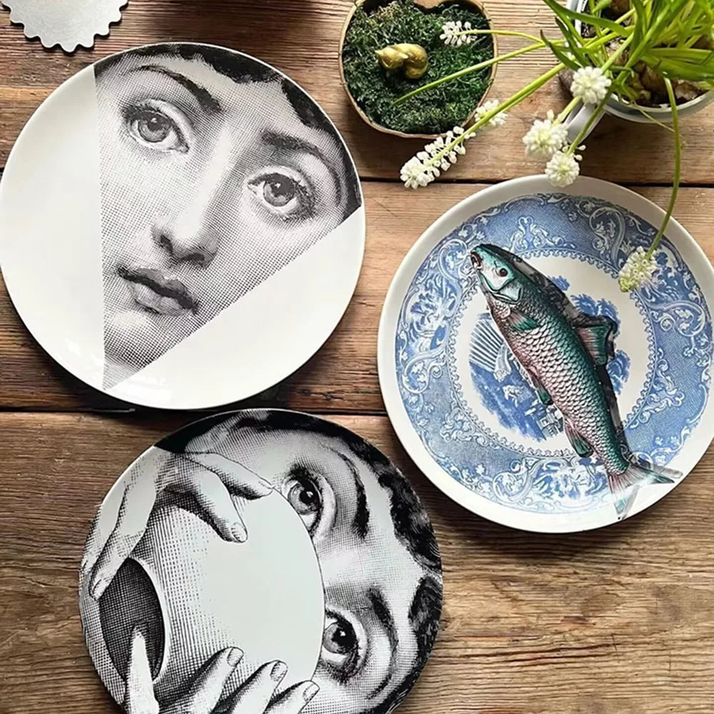 Ceramic Italian Face Hanging Plate Wall Decoration Plate European Ceramic Art Nordic Wall Decoration Ornaments Dinner Ceramic Tr