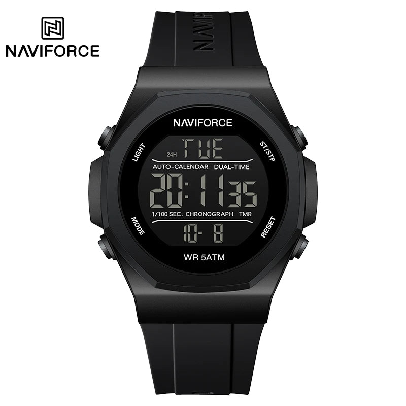 NAVIFORCE Creative Multifunction Male Wristwatches Silicone Strap LCD Display Electronic Watches for man Casual Wild Male Clocks