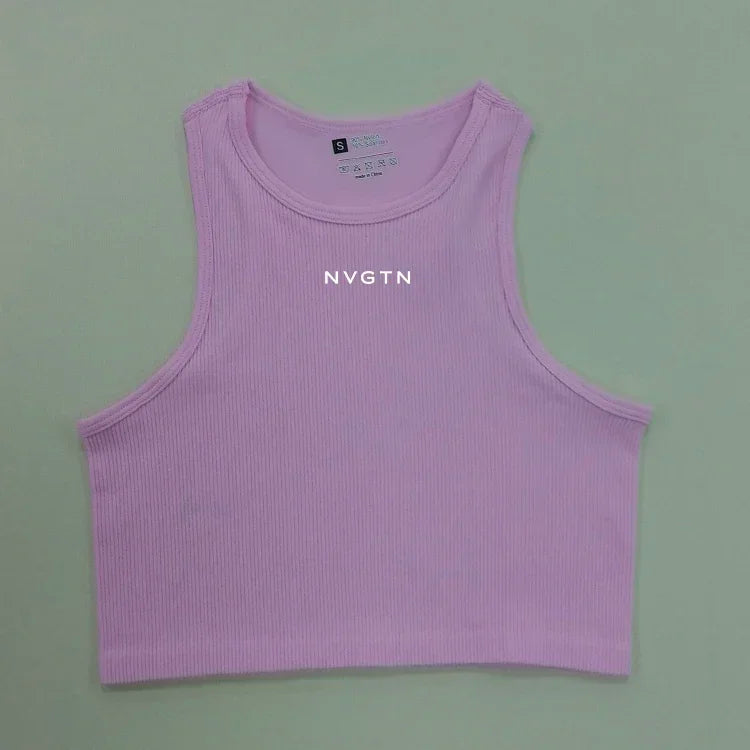 NV Top Camisole Fitness Seamless knitted deep V Vest Threaded Yoga Underwear Seamless Knit Vertical Stripe tank top