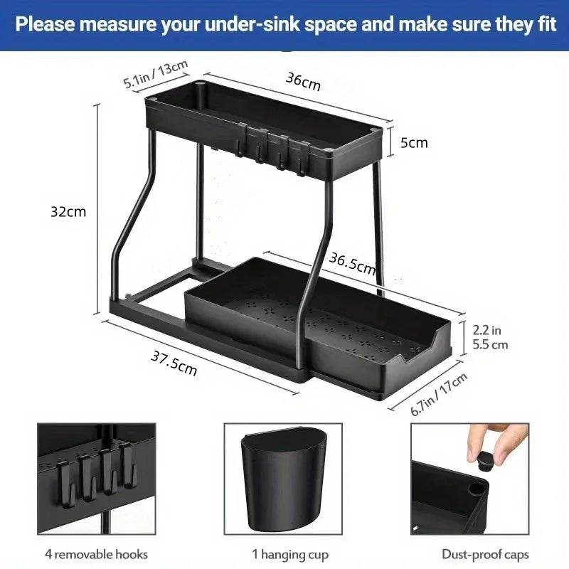 New bathroom sink and kitchen storage rack - multi-layer pull-out suitable for organizing and storing clutter and seasonings.