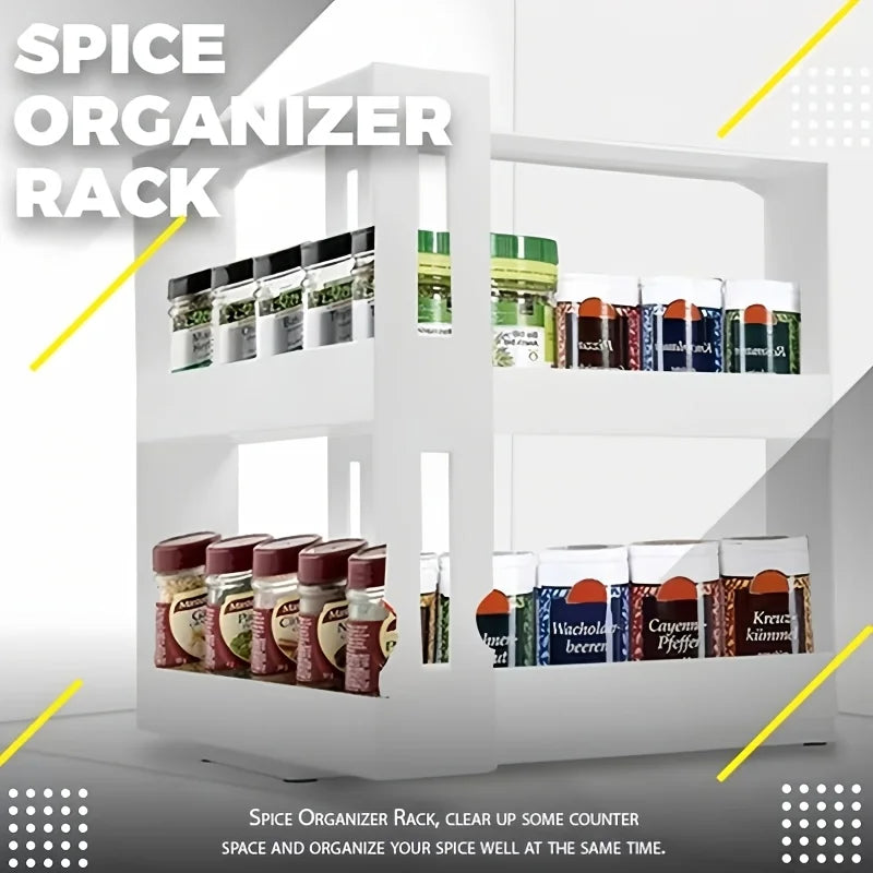 Rotating ABS kitchen organizer – spice rack above the kitchen cabinet