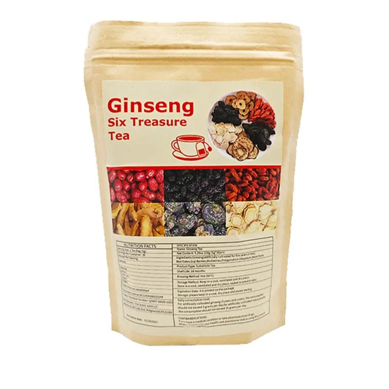30 bags of Ginseng Six Treasures Tea - Traditional Chinese Herbal Medicine, Natural Ingredients, Nourishing Kidney Health
