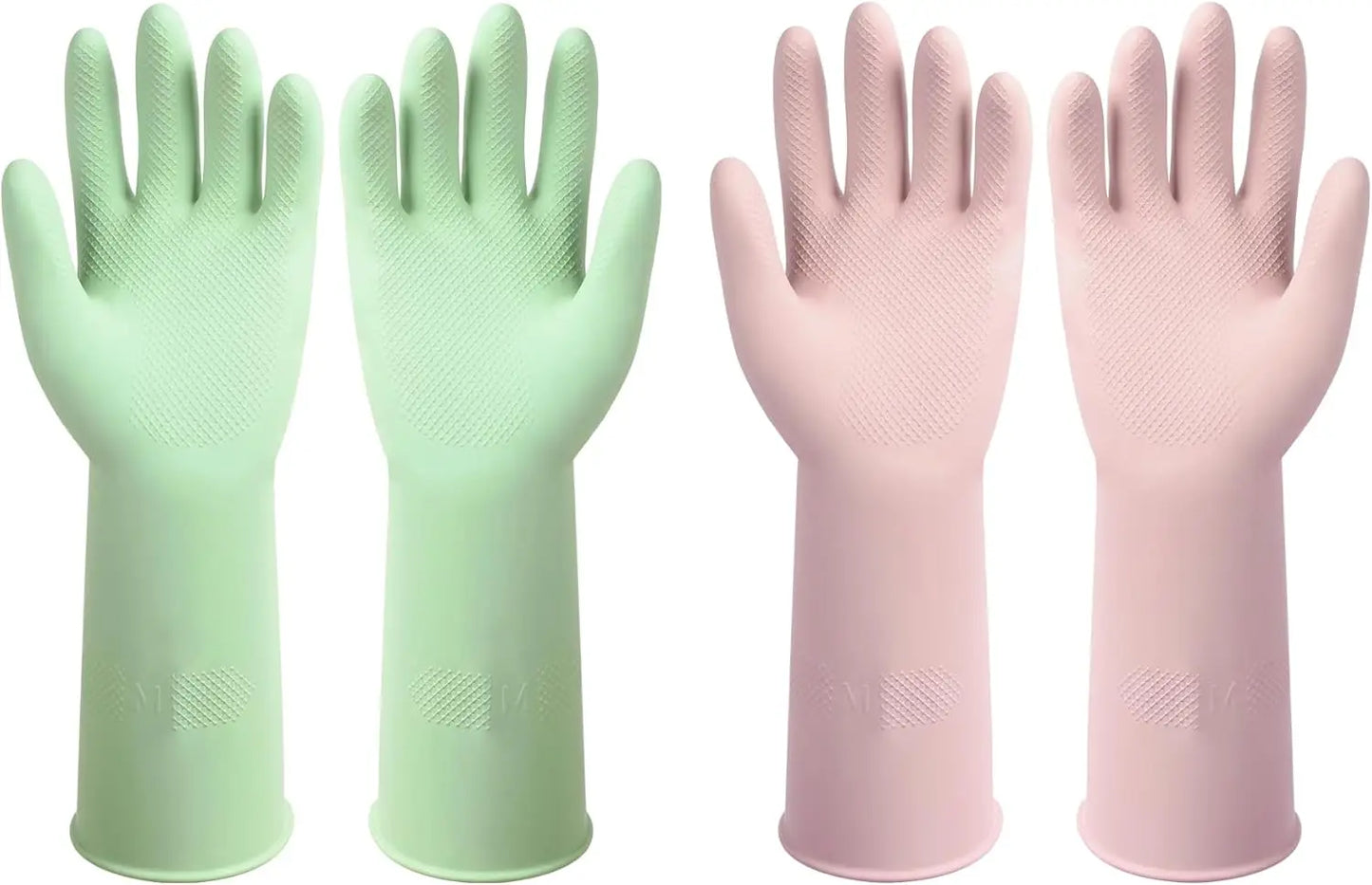 Dishwashing Rubber Gloves Reusable Kitchen Gloves 2Pairs Cleaning Gloves for Washing Dishes Long-lasting&Non-Slip