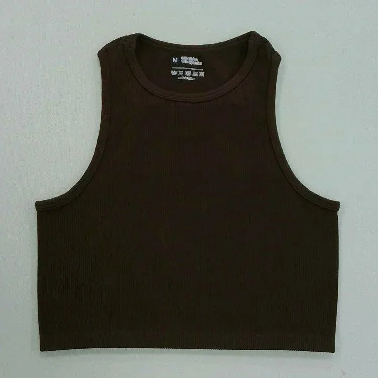 NV Top Camisole Fitness Seamless knitted deep V Vest Threaded Yoga Underwear Seamless Knit Vertical Stripe tank top