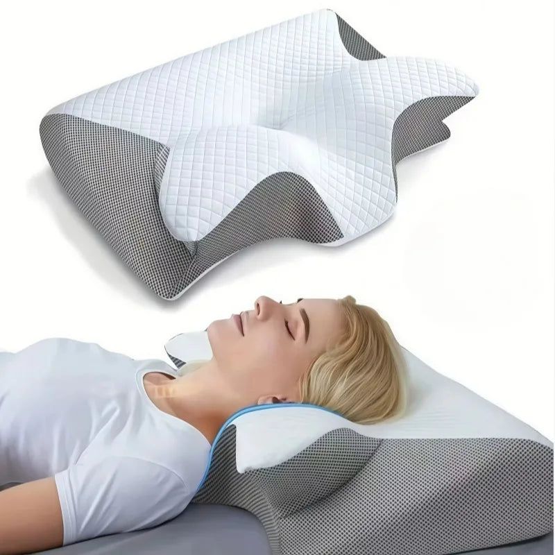 Memory sleep pillow, home cervical vertebrae protection, zero pressure, slow rebound multi-functional butterfly-shaped pillow