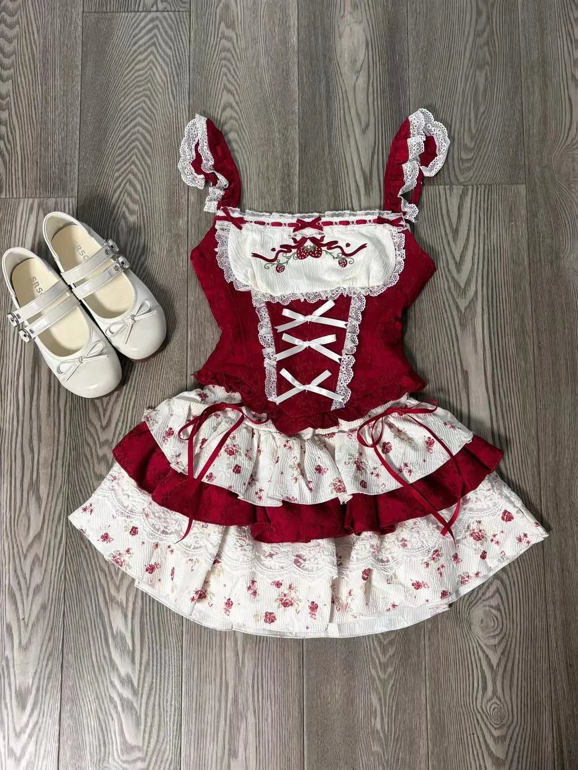 Japanese Sweet Preppy Style 2 Piece Set Women Kawaii Lace Patchwork Bow Tops + Y2k Plaid Mini Skirt Elegant Fashion Outifits New