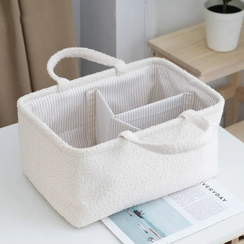 PANGDUBE Plush Diaper Bag for Baby Items Storager Things for Babies Diaper Stackers & Caddies Baby Diaper Organizer Nappy Caddy