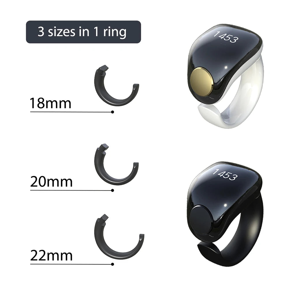 Muslim Gift Smart Electronic Counter 4 Digit Tasbih Counter Waterproof Tasbeeh Counter Interchangeable Rings 18mm/20mm/22mm