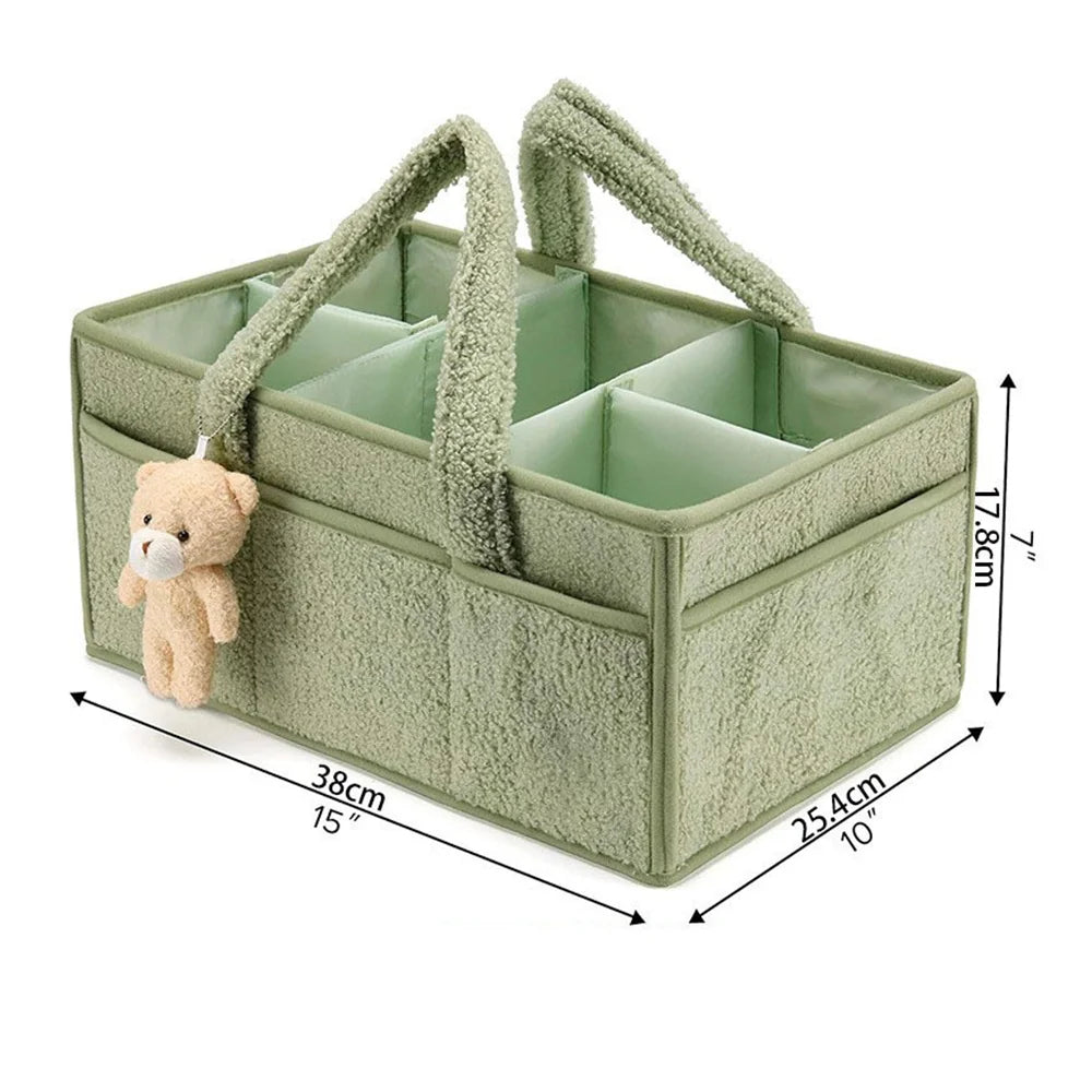 PANGDUBE Plush Diaper Stackers & Caddies Diaper Bag with Teddy Bear Caddy Organizer Nursery Baby Diaper Organizer Baby Nappy Bag