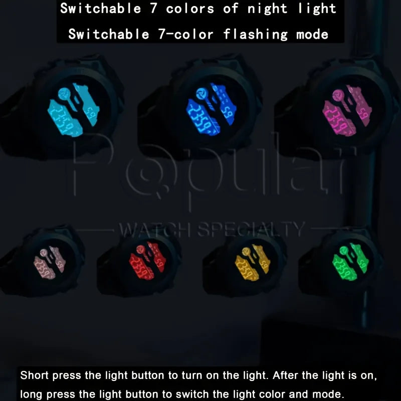 Multifunction Men's Sports Watch Waterproof Luminous Alarm Clock Men LED Digital Watch Large dial Electronic Wristwatch