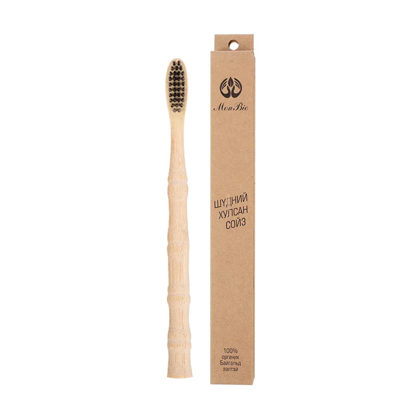 Bamboo Toothbrush Medium Stiff Bristles Eco-Friendly and Biodegradable Bamboo joint Wood Handle Organic Toothbrushes 5Pcs