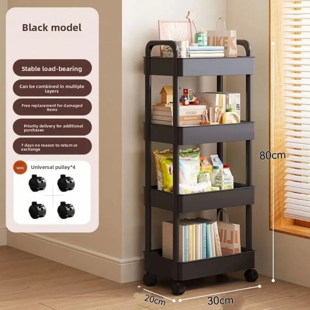 Trolley Storage Rack, Kitchen and Bedroom Floor Multi-layer Snack Rack, Household Mobile Baby Products Storage Rack