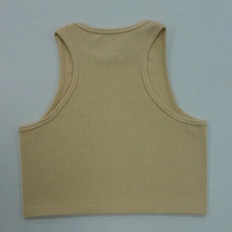 NV Top Camisole Fitness Seamless knitted deep V Vest Threaded Yoga Underwear Seamless Knit Vertical Stripe tank top