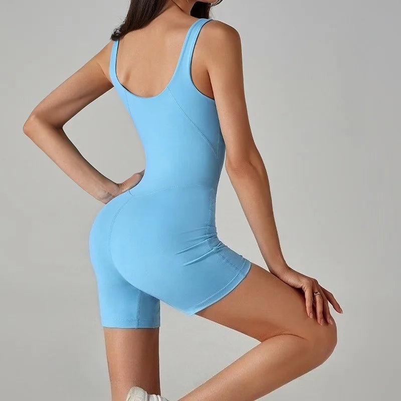 Seamless Threaded Shorts Jumpsuit Fitness Yoga Quick Drying Sleeveless Breathable Tight Fitting Clothes for Women Sportswear