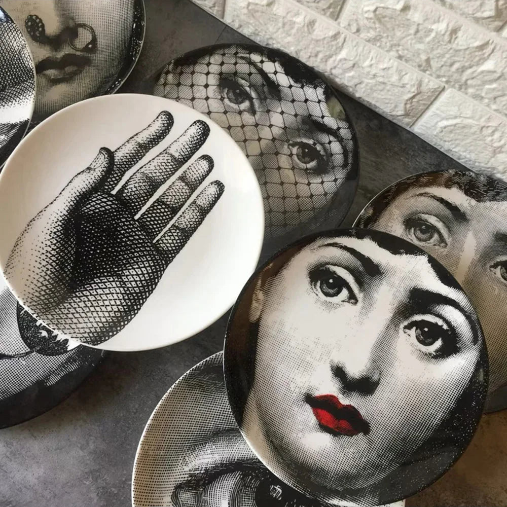 Ceramic Italian Face Hanging Plate Wall Decoration Plate European Ceramic Art Nordic Wall Decoration Ornaments Dinner Ceramic Tr