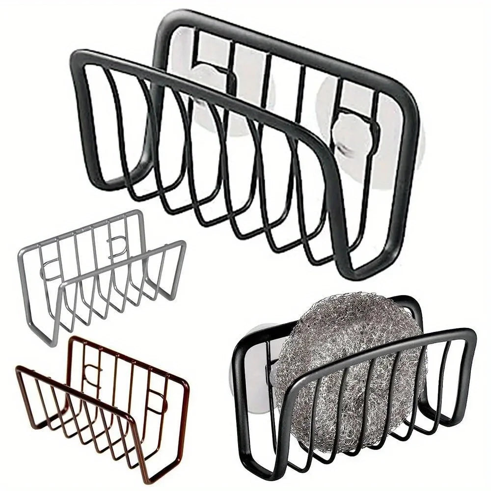 1pc Sink Sponge Rack Drain Storage Shelf Stainless Steel Kitchen Wire Ball Rag Organizer Holder Kitchen Storage Rack