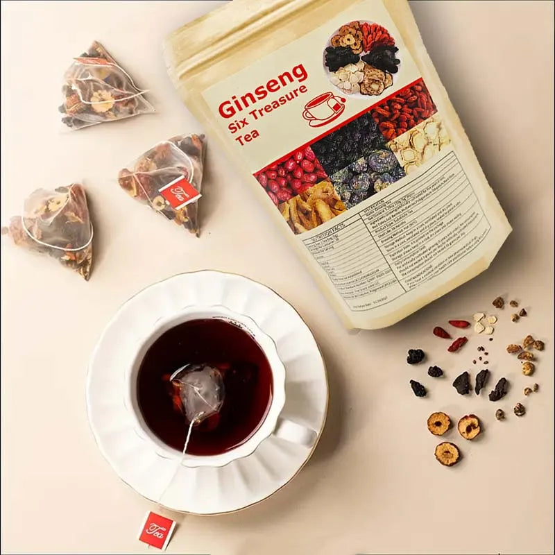 30 bags of Ginseng Six Treasures Tea - Traditional Chinese Herbal Medicine, Natural Ingredients, Nourishing Kidney Health