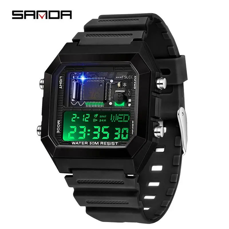 SANDA 6216 Sport Student Electronic Watch Alarm Clock Multifunction Waterproof Shockproof Luminous Calendar Casual Men's Watches