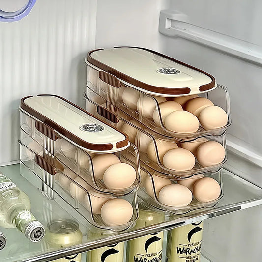 Large-capacity automatic rolling egg organizer home kitchen special preservation egg holder