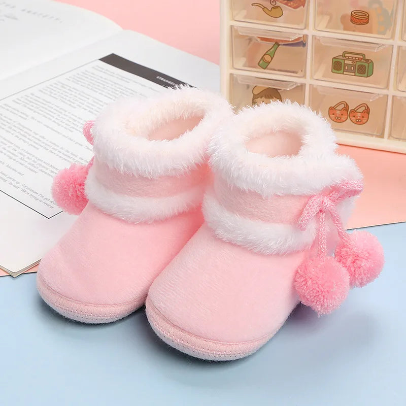 Newborn Booties Baby Socks Shoes Girl Winter Warm Cute Toddler Prewalkers Soft Anti-slip Infant Newborn Crib Crawl Shoes