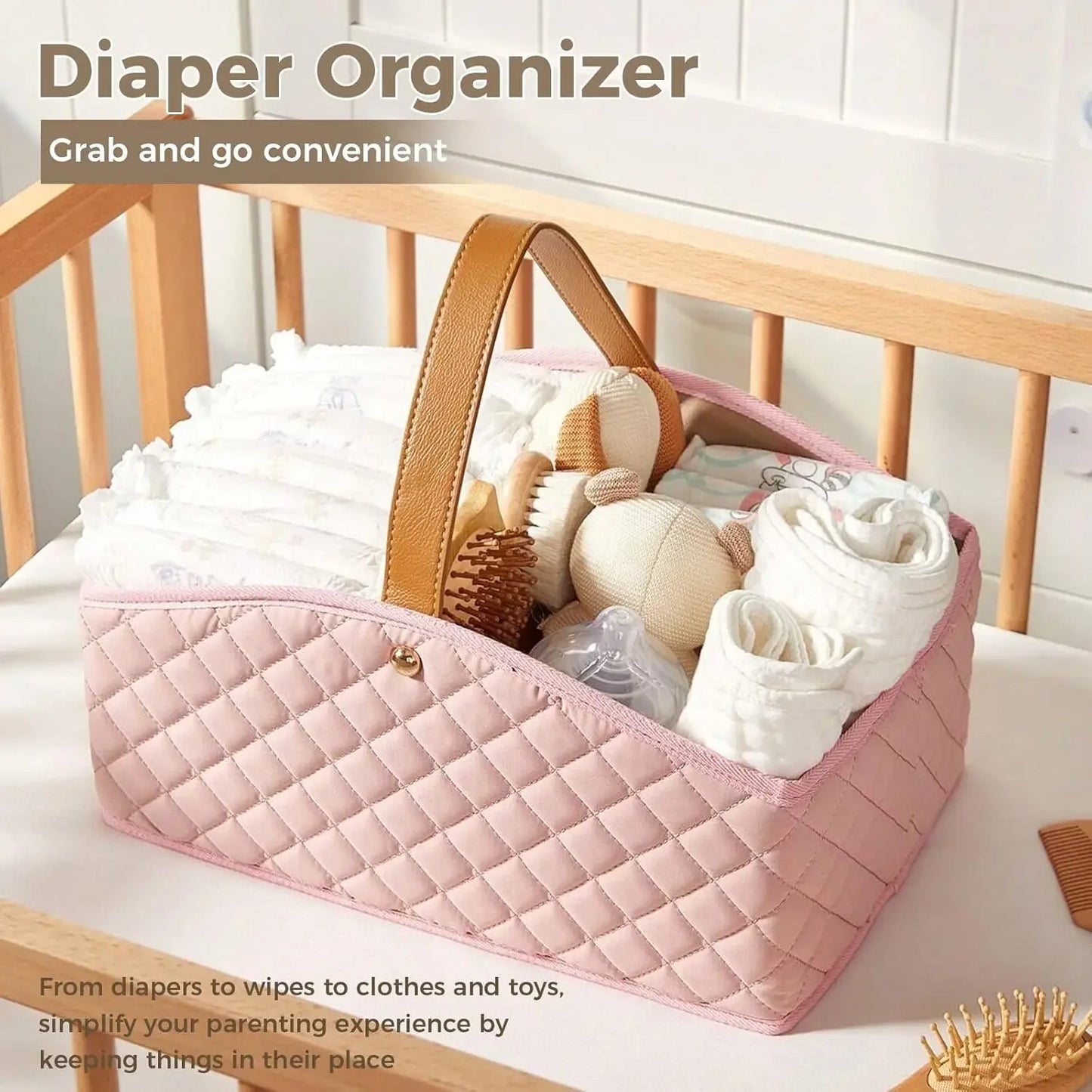 Newborn Baby Diaper Caddy Organizer Baby Room Storage Basket and Changing Box Stylish Nursery Storage Basket