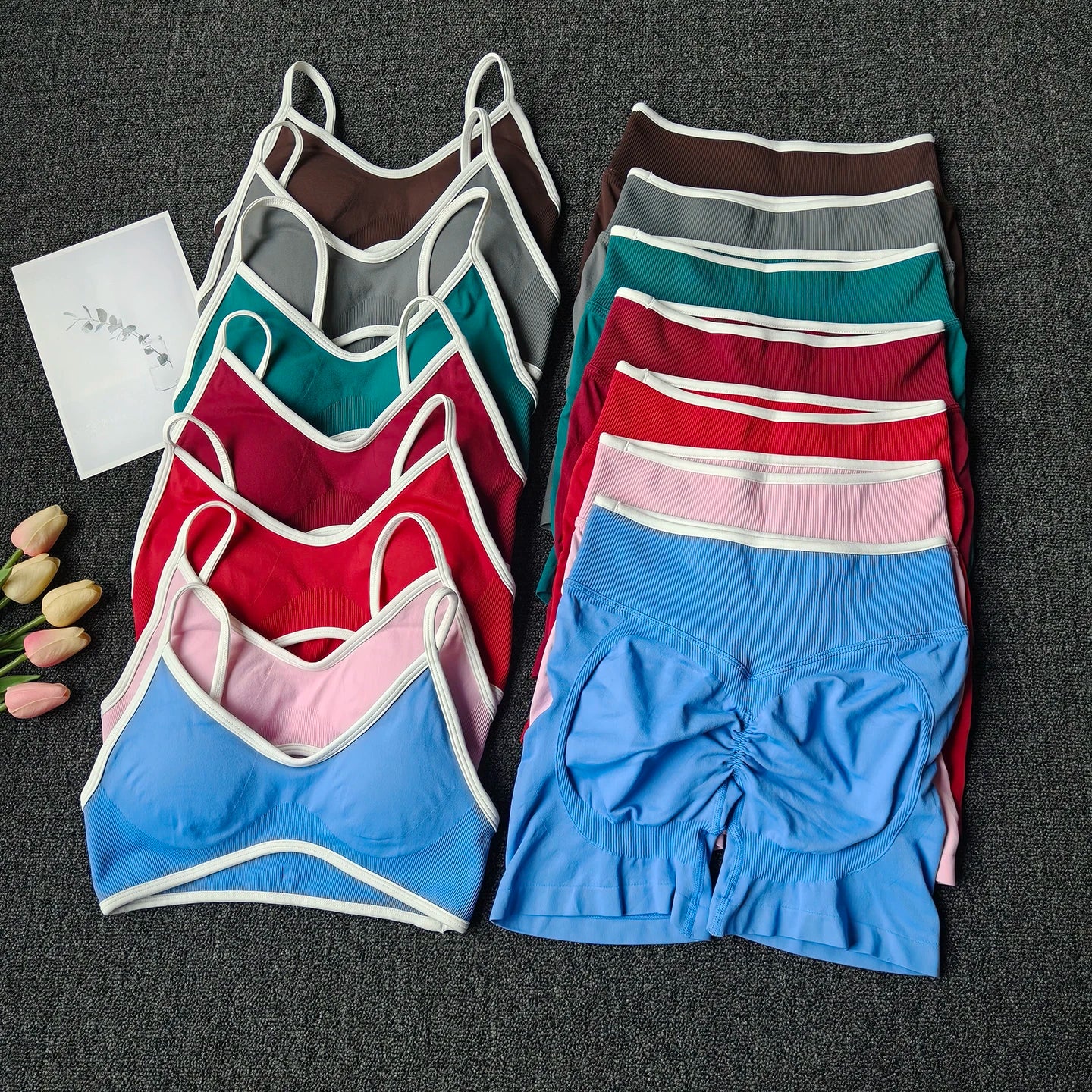 Peach Buttock Yoga Suit Women Gym Seamless Suspender Gathering Bra High Waist Hip Lifting Belly Tightening Shorts Fitness Set