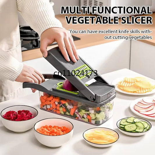 14/16 IN 1 Slicer Vegetable Food Chopper Vegetable Cutter Tomato Carrot Grater Cheese French Onion Shredders Kitchen Tool