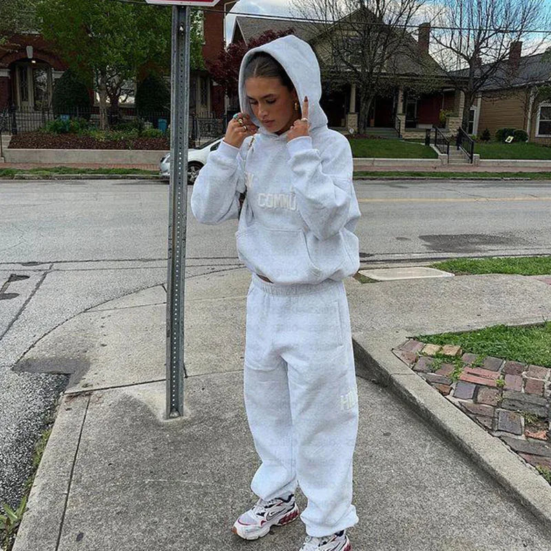 Harajuku Sweatshirt Streetwear Women's Hoodie Pants Unisex Fashion Sportswear Pullover Top Sweatpants Men's Jacket Clothes