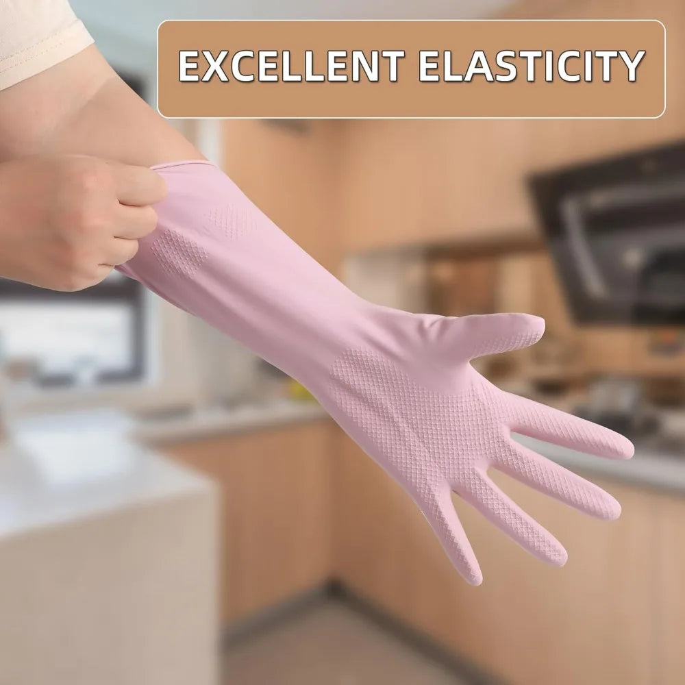 Dishwashing Rubber Gloves Reusable Kitchen Gloves 2Pairs Cleaning Gloves for Washing Dishes Long-lasting&Non-Slip