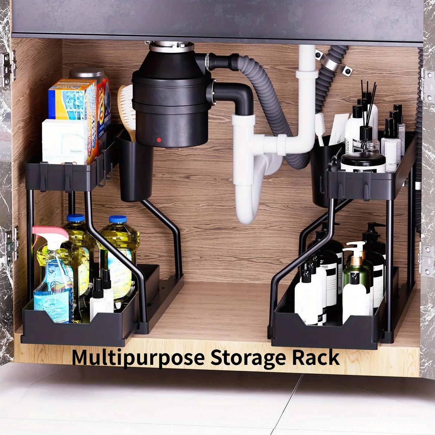 New bathroom sink and kitchen storage rack - multi-layer pull-out suitable for organizing and storing clutter and seasonings.