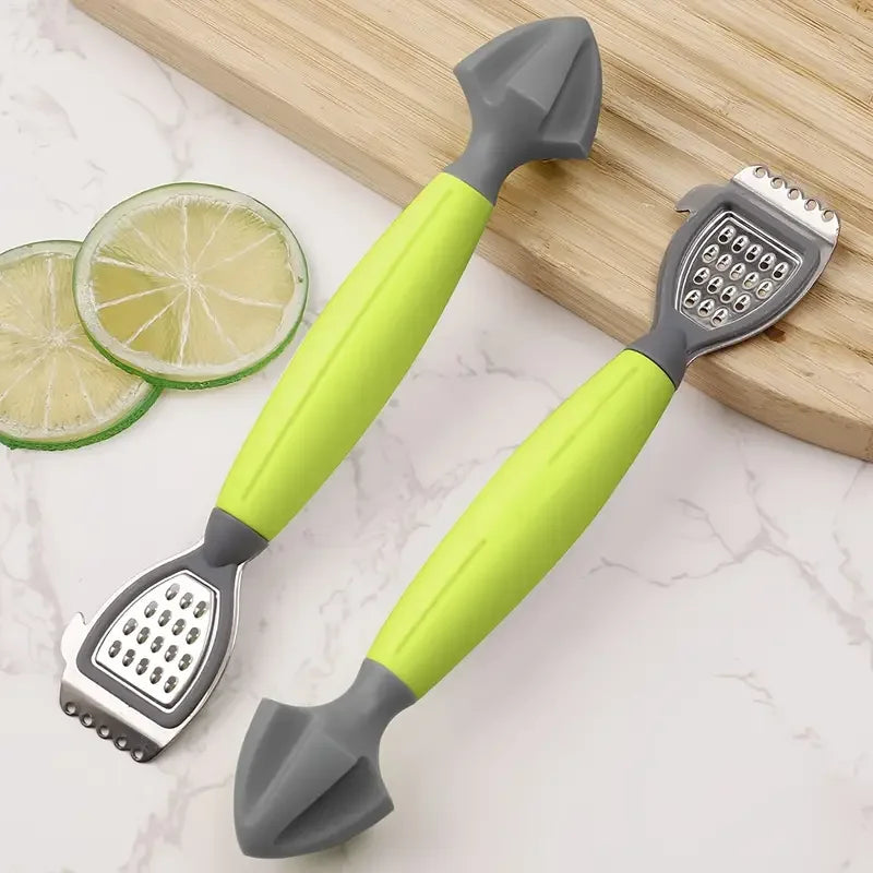 Multifunctional Lemon Zester & Juicer - Green Handle Stainless Steel Blade for Citrus Juicing & Grating, Kitchen Tool