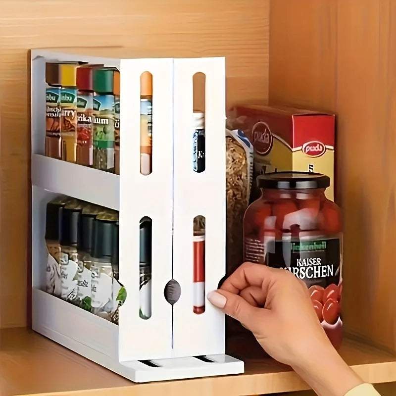 Rotating ABS kitchen organizer – spice rack above the kitchen cabinet