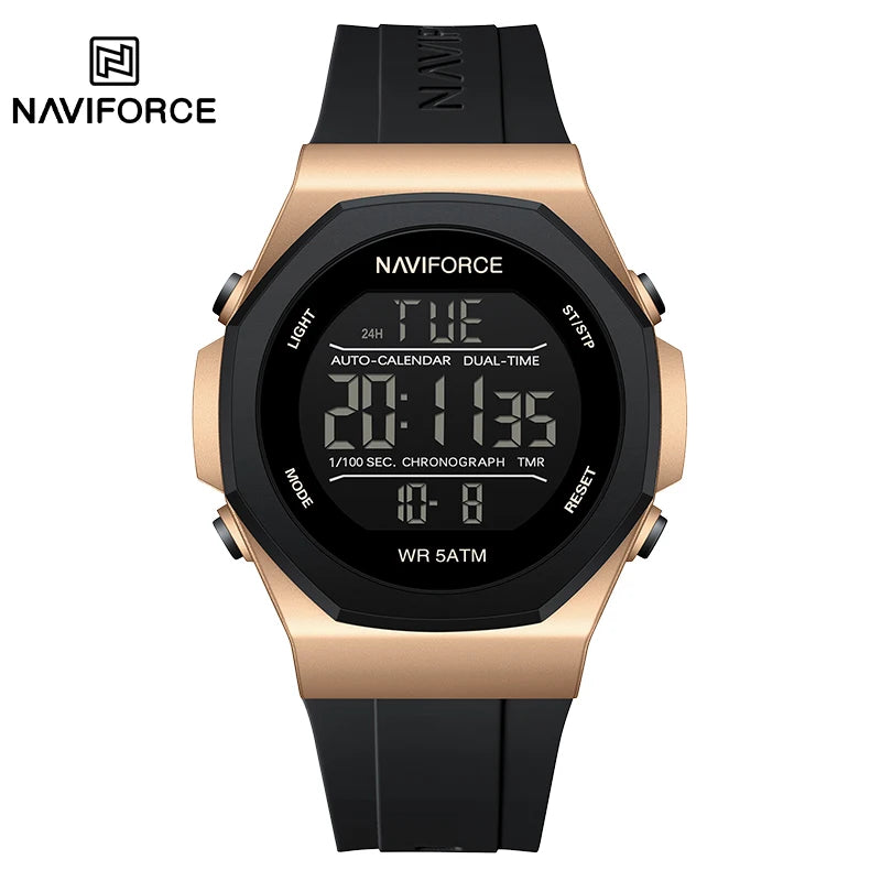 NAVIFORCE Creative Multifunction Male Wristwatches Silicone Strap LCD Display Electronic Watches for man Casual Wild Male Clocks