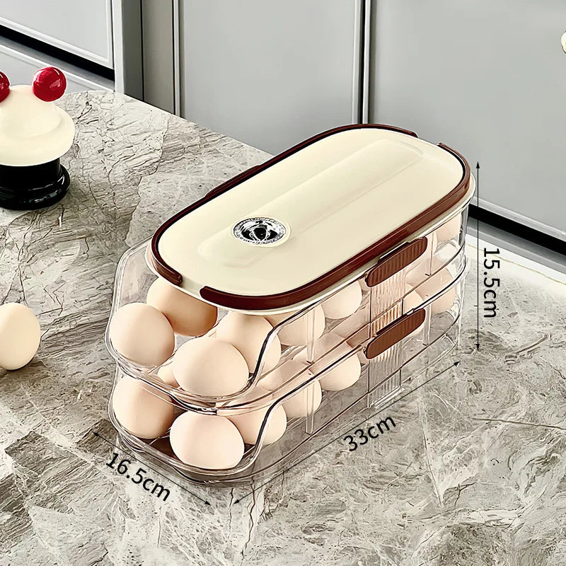 Household Multi-layer Automatic Rolling Egg Storage Box Kitchen Egg Rack Tray Refrigerator Timing Special Egg Carton