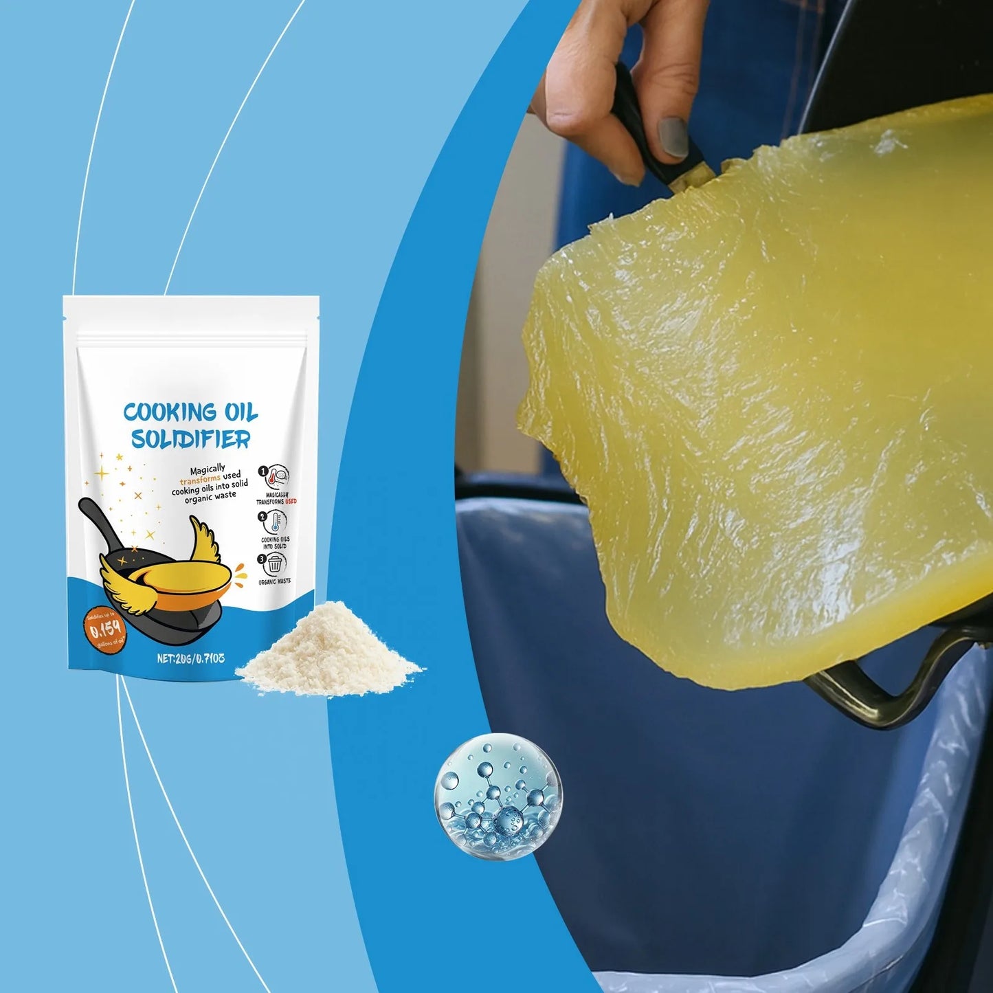 Practical Household Cooking Oil Solidifier Rapidly Solidify Fry Barbecue Waste Oil Hardener Eco-Friendly Kitchen Cleaning Tool