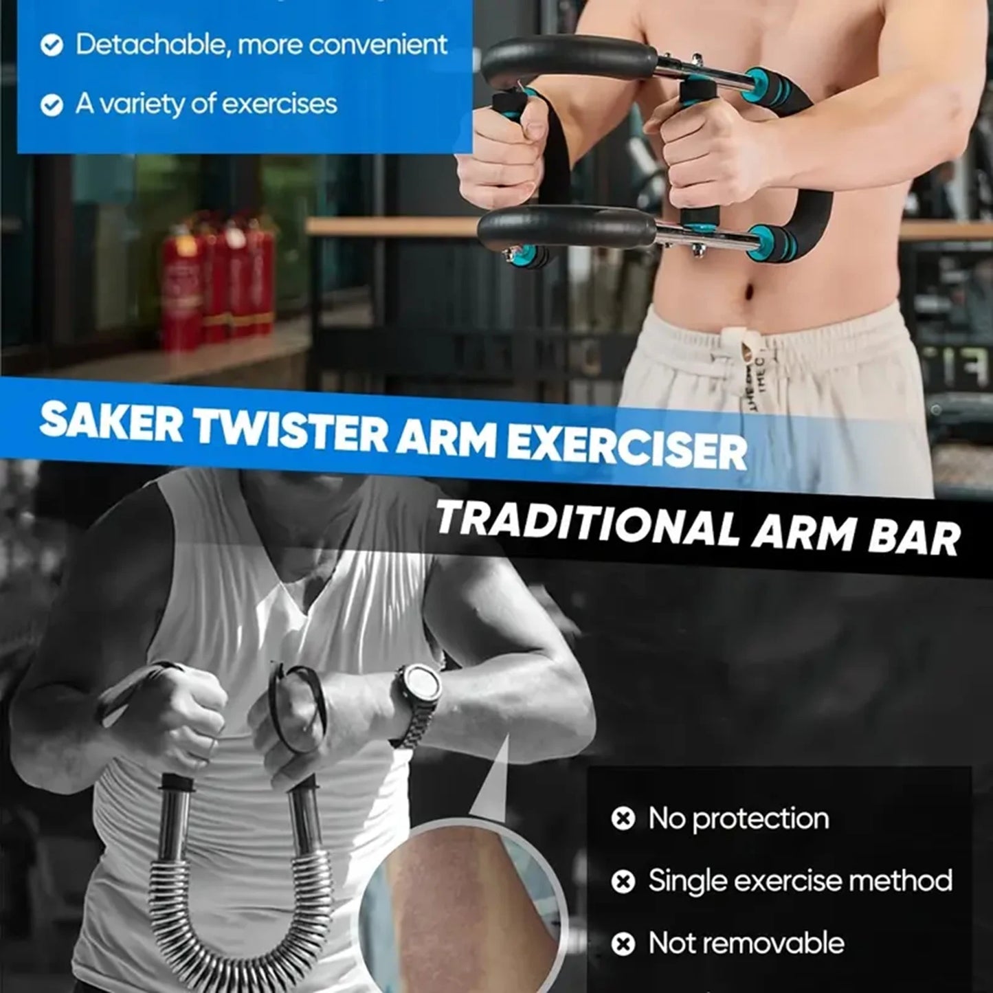 40KG u shape Hand Gripper Strengths Twister Arm Trainer Power Twister Bar Fitness Equipment for Men and Women Home Workout