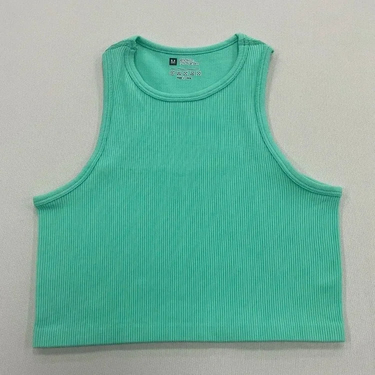 NV Top Camisole Fitness Seamless knitted deep V Vest Threaded Yoga Underwear Seamless Knit Vertical Stripe tank top