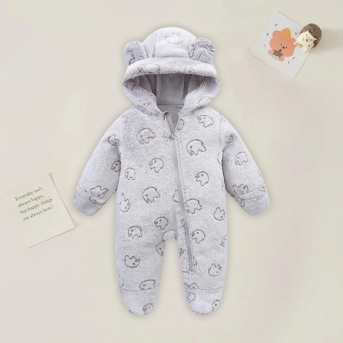AYNIGIELL 0-12M Cartoon Newborn Bodysuit Warm RompersSoft Newborn Baby Clothes Flannel Autumn Winter Baby Boys Girls Jumpsuit