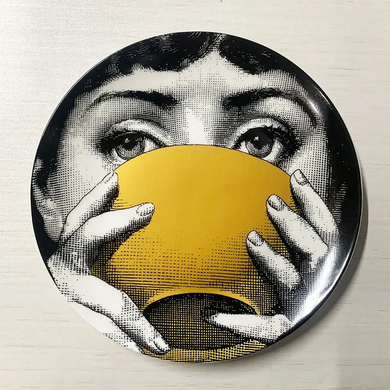 Ceramic Italian Face Hanging Plate Wall Decoration Plate European Ceramic Art Nordic Wall Decoration Ornaments Dinner Ceramic Tr