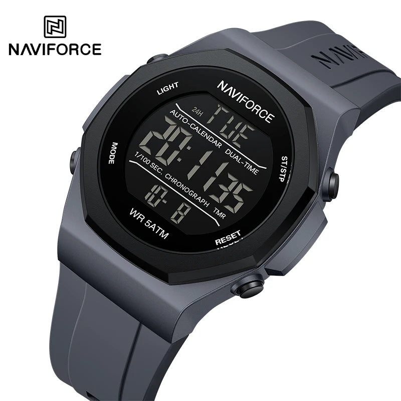 NAVIFORCE Creative Multifunction Male Wristwatches Silicone Strap LCD Display Electronic Watches for man Casual Wild Male Clocks