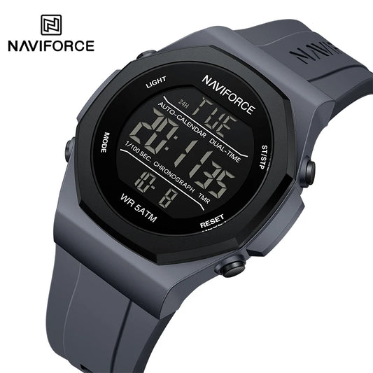 NAVIFORCE Creative Multifunction Male Wristwatches Silicone Strap LCD Display Electronic Watches for man Casual Wild Male Clocks