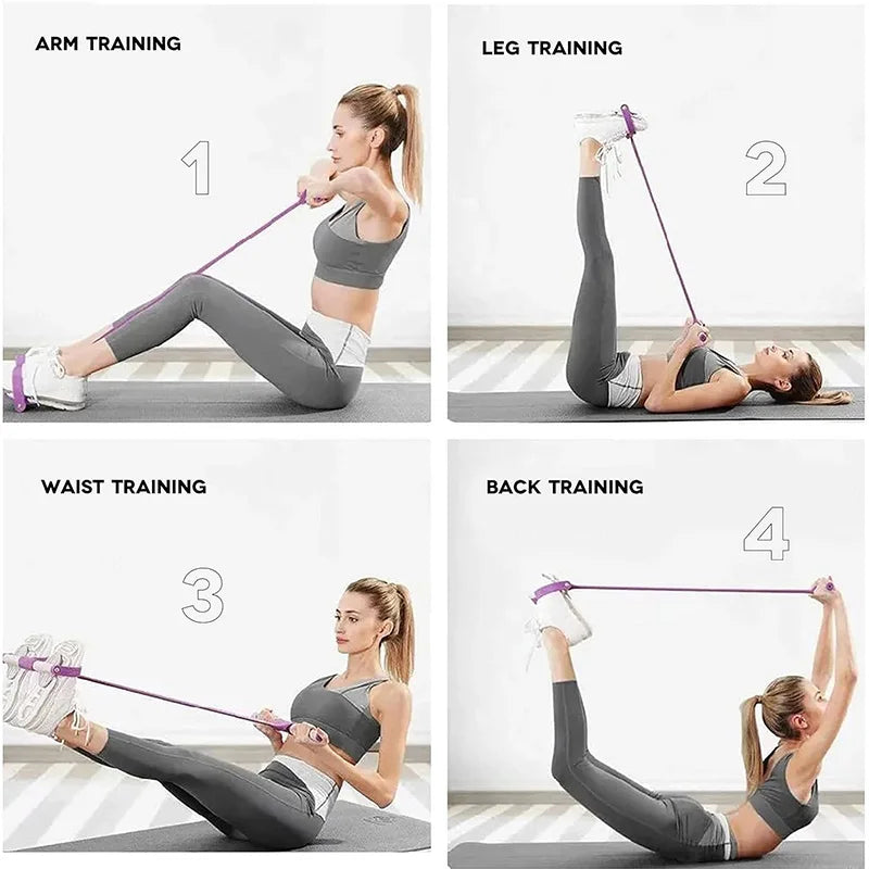 6 Tube Elastic Yoga Pedal Puller Resistance Band Multi Function Tension Rope Fitness Bands 6-Tube Elastic For Abdomen Waist Arm