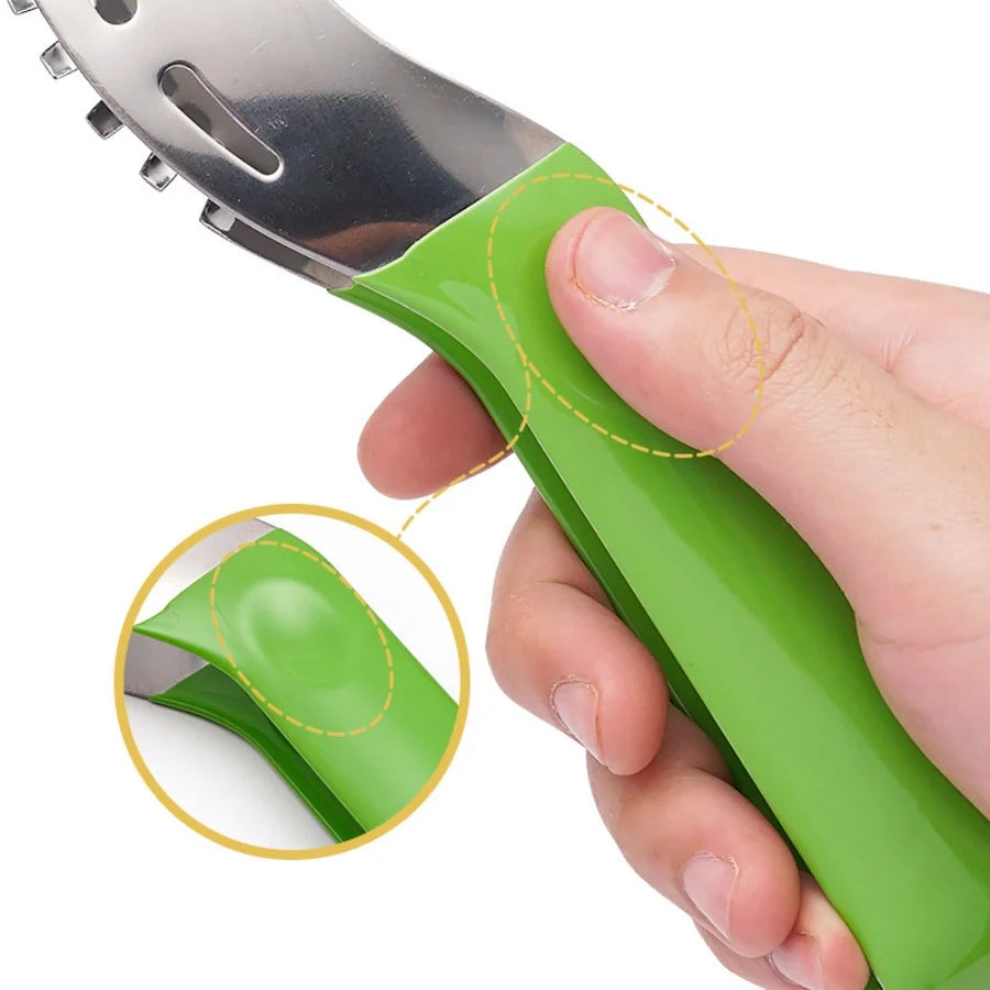 Watermelon Slicer Cutter Stainless Steel Color Non-slip Plastic Wrap Handle Not Hurt Hands Cantaloupe Kitchen Fruit Cutting Tool