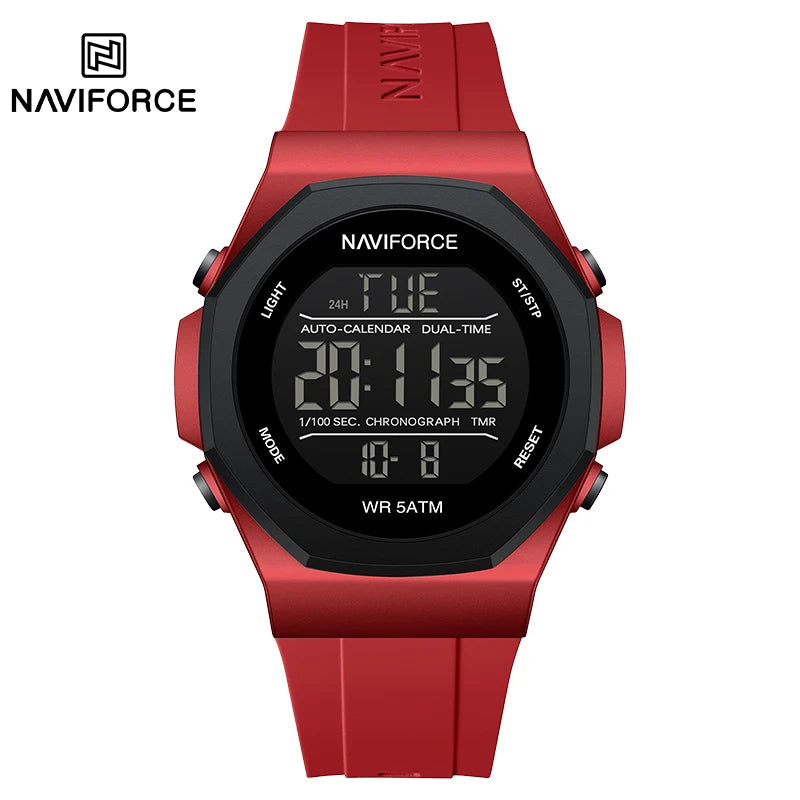 NAVIFORCE Creative Multifunction Male Wristwatches Silicone Strap LCD Display Electronic Watches for man Casual Wild Male Clocks