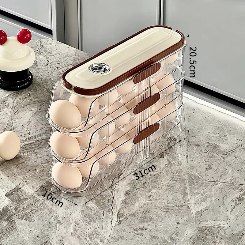 Large-capacity automatic rolling egg organizer home kitchen special preservation egg holder